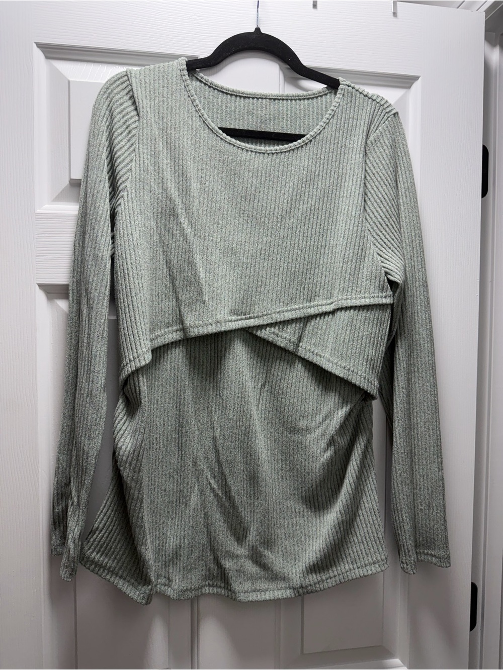 Amazon Sage Ribbed Layered Long Sleeve Top